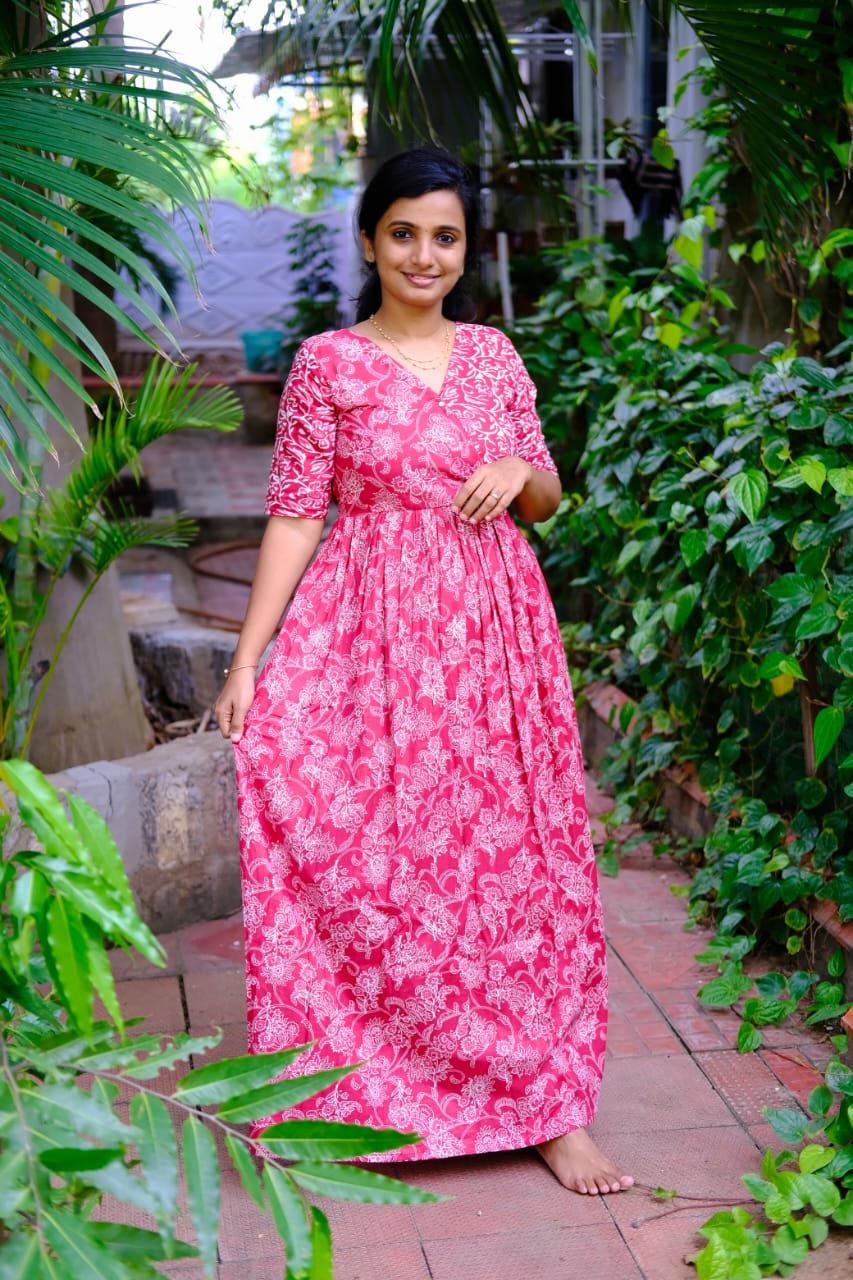 Malar -  Coral Red Zipless Maxi Nighty