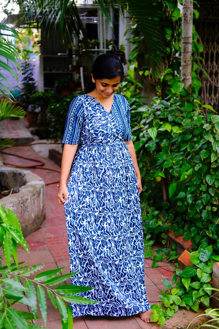 Malar -  Dark Blue Zipless Maxi Nighty