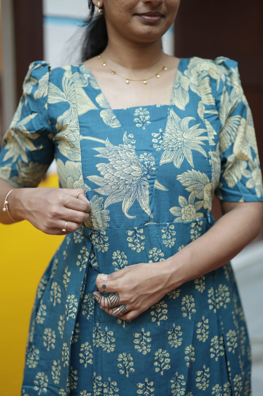 Nisha -  Peacock Blue Maxi Nighty