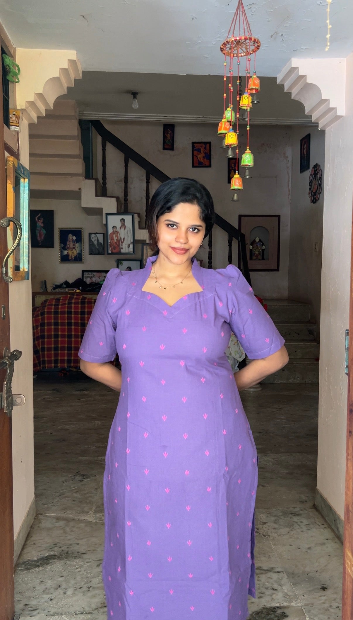 Vidhya - Purple 2pcs Handloom Cotton Salwar Set