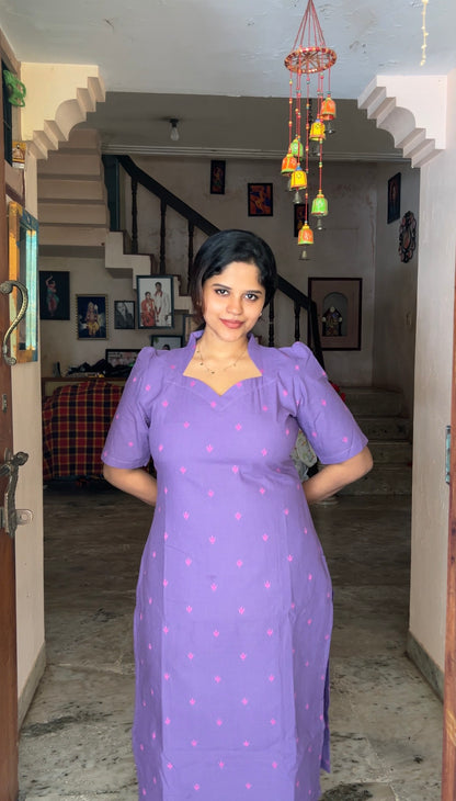 Vidhya - Purple 2pcs Handloom Cotton Salwar Set