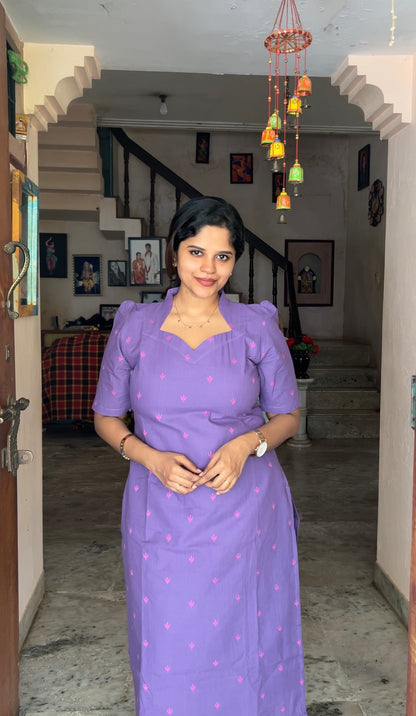 Vidhya - Purple 2pcs Handloom Cotton Salwar Set