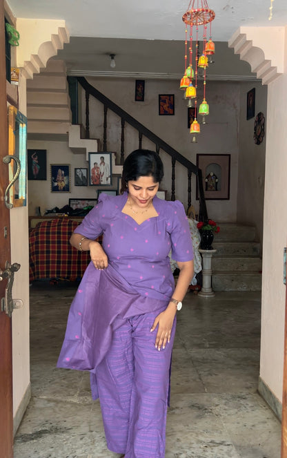 Vidhya - Purple 2pcs Handloom Cotton Salwar Set