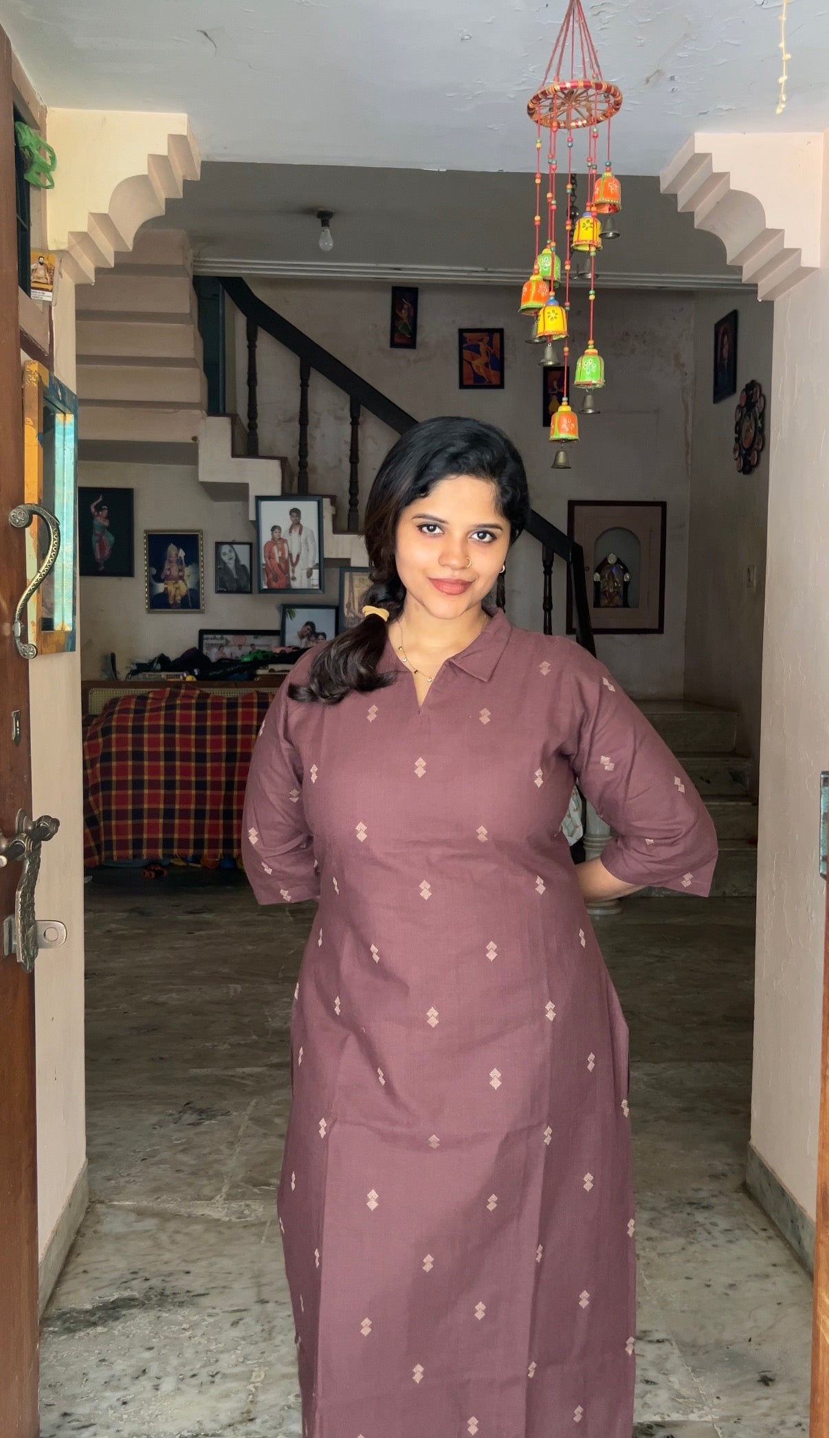 Vidhya - Brown 2pcs Handloom Cotton Salwar Set