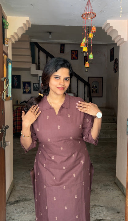 Vidhya - Brown 2pcs Handloom Cotton Salwar Set