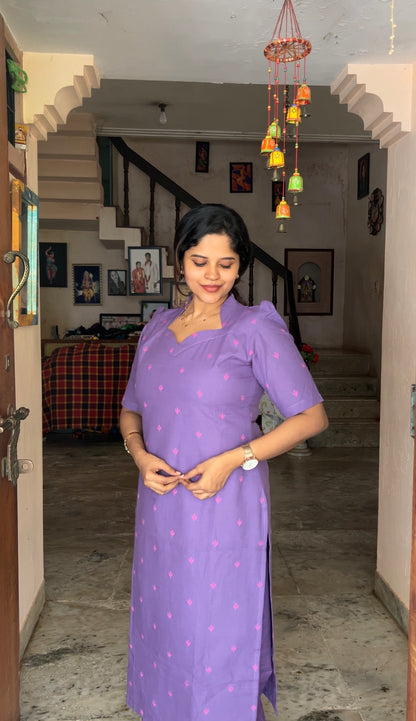 Vidhya - Purple 2pcs Handloom Cotton Salwar Set