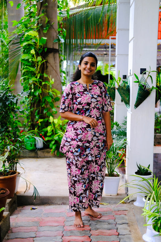 Heera - Purple Floral Night Suit