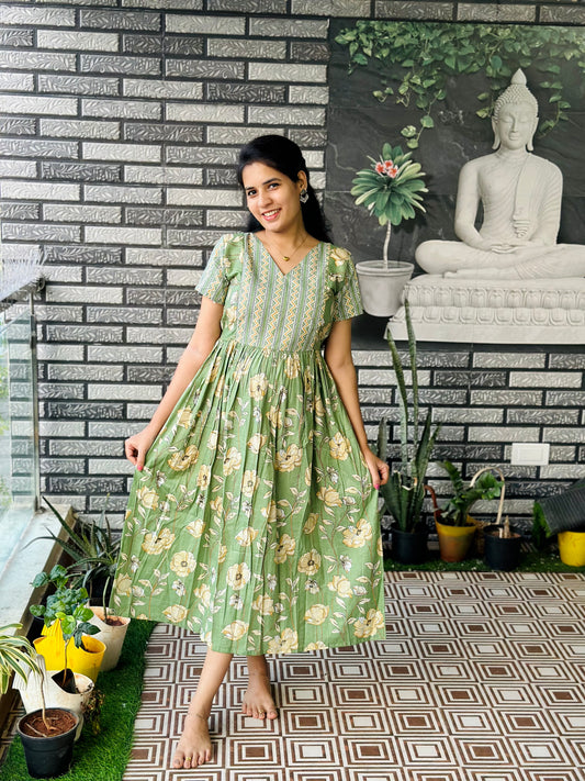 Mullai - Pastel Green Midi Nighty