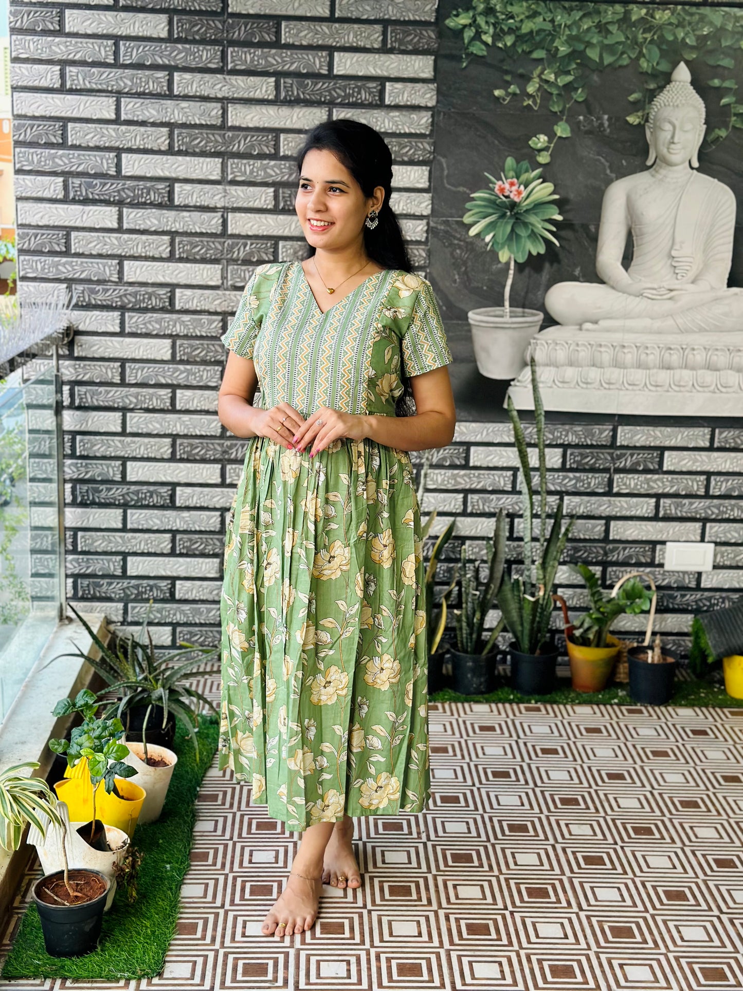 Mullai - Pastel Green Midi Nighty