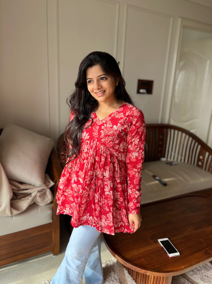 Monica - Red Peplum Top