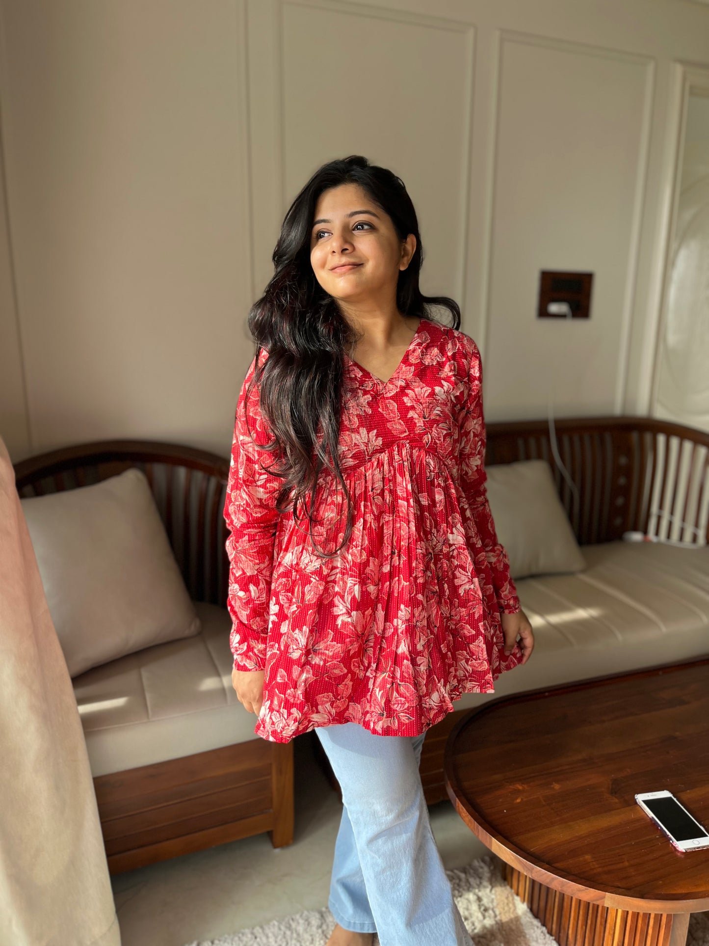 Monica - Red Peplum Top