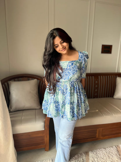 Isha -  Blue Peplum Top