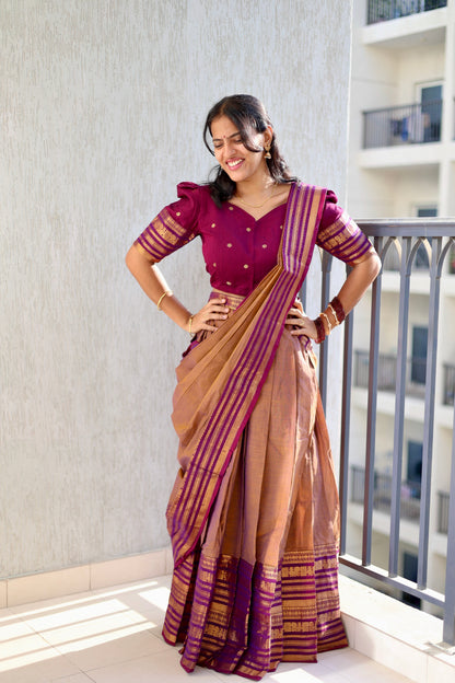 Kanimozhi - Crop Top & Skirt with Dupatta Set
