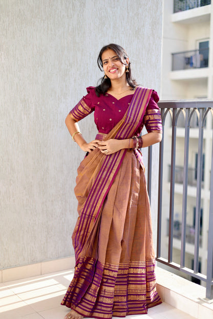 Kanimozhi - Crop Top & Skirt with Dupatta Set