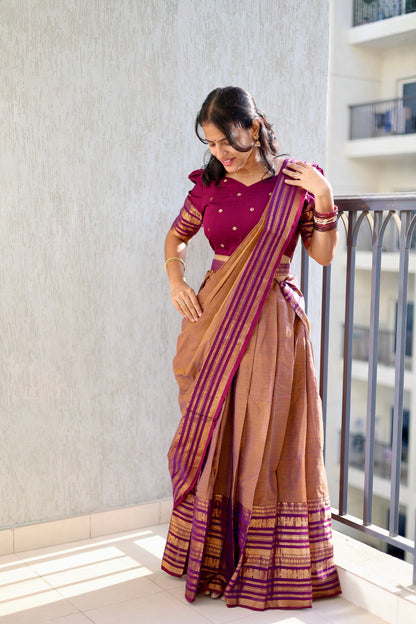 Kanimozhi - Crop Top & Skirt with Dupatta Set