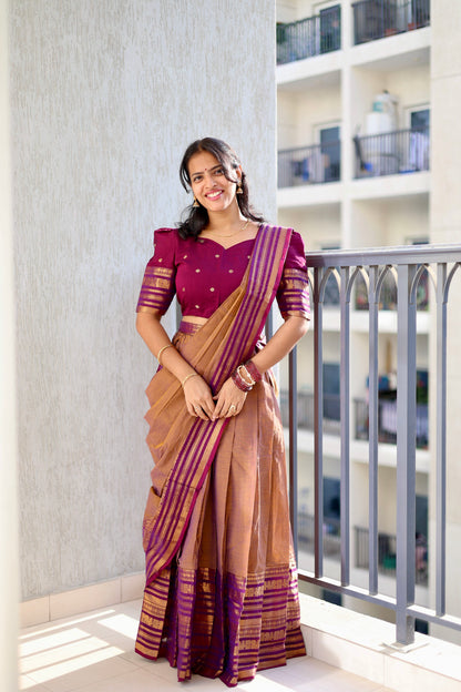 Kanimozhi - Crop Top & Skirt with Dupatta Set