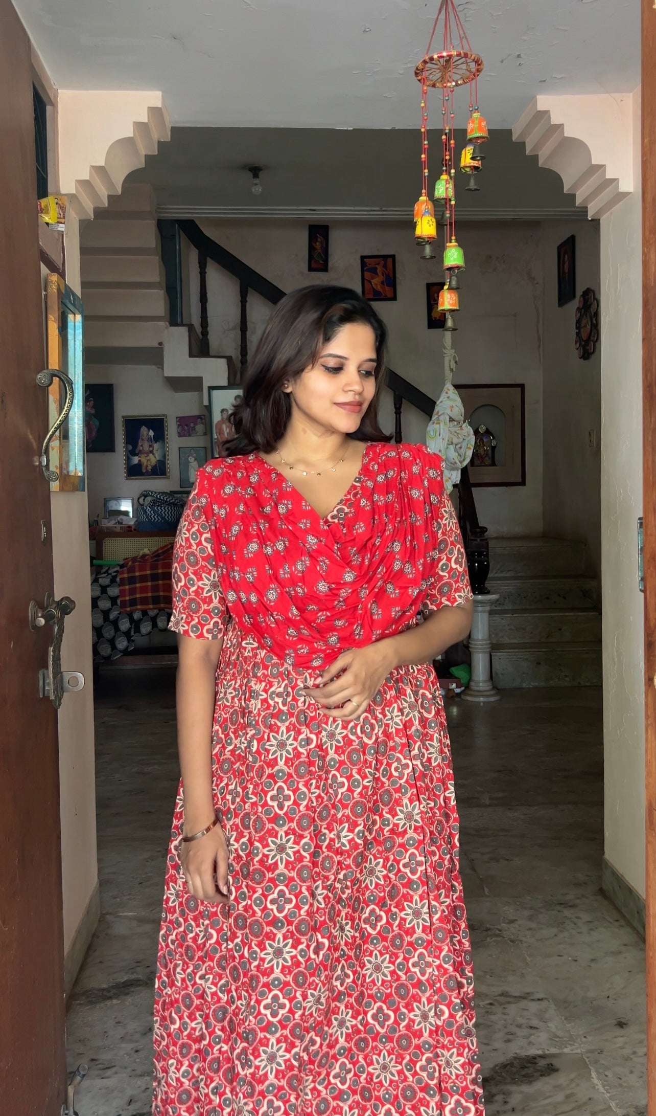 Kaveri - Red Maxi Nighty