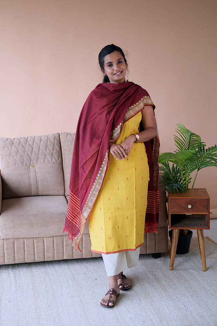 Manasa - Yellow 2 Pcs Cotton Salwar Set