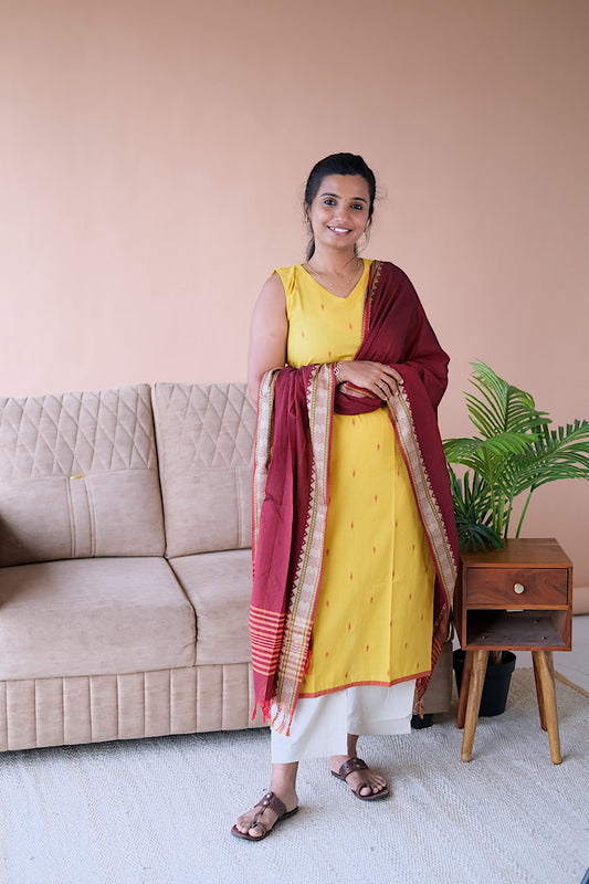 Manasa - Yellow 2 Pcs Cotton Salwar Set