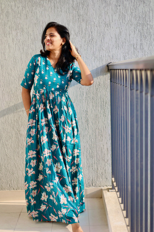 Mullai - Teal Blue Maxi Nighty