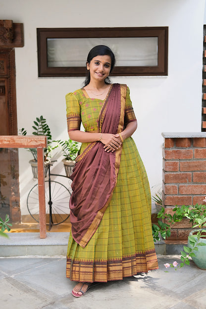 Akshara - Tea Green Cotton Multiwear Ethnic Set
