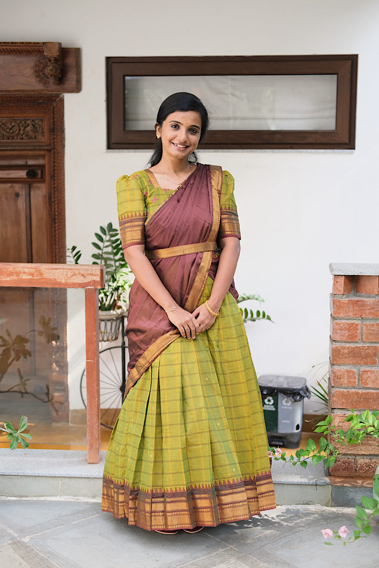 Akshara - Tea Green Cotton Multiwear Ethnic Set