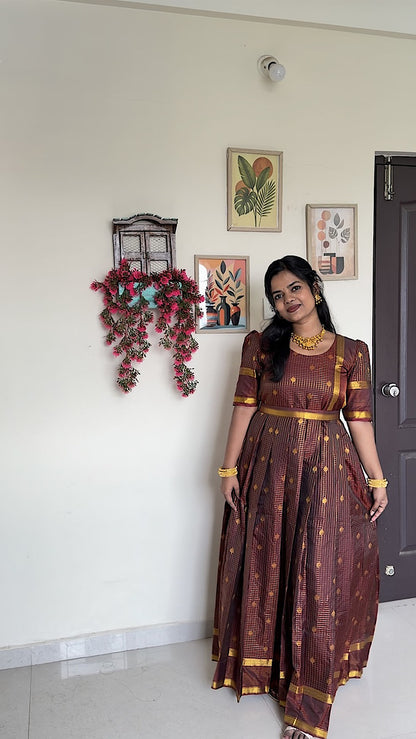 Nithika - Coffee Brown Silk Multiwear Maxi