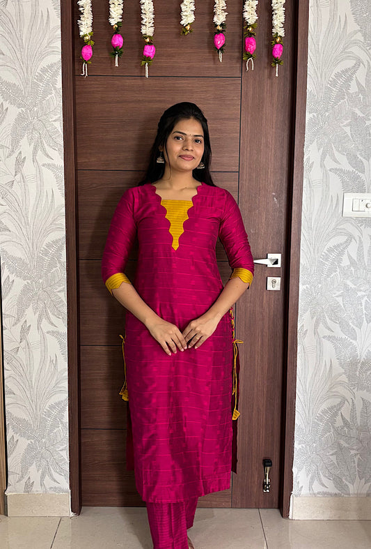 Senthamarai - Pink Raw Silk Co-ord set