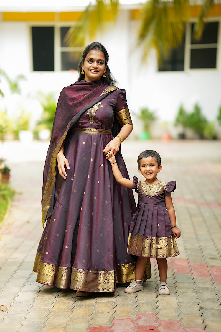 Mayuri - Maroon Banarasi Silk Multiwear Maxi Dress