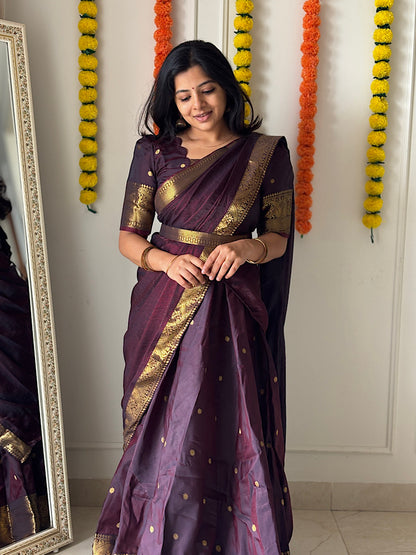 Mayuri - Maroon Banarasi Silk Multiwear Maxi Dress