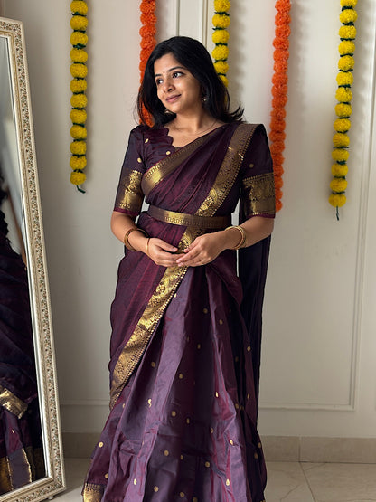 Mayuri - Maroon Banarasi Silk Multiwear Maxi Dress