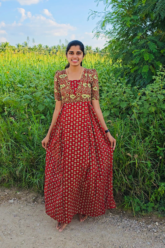 Nisha - Maroon Maxi Nighty