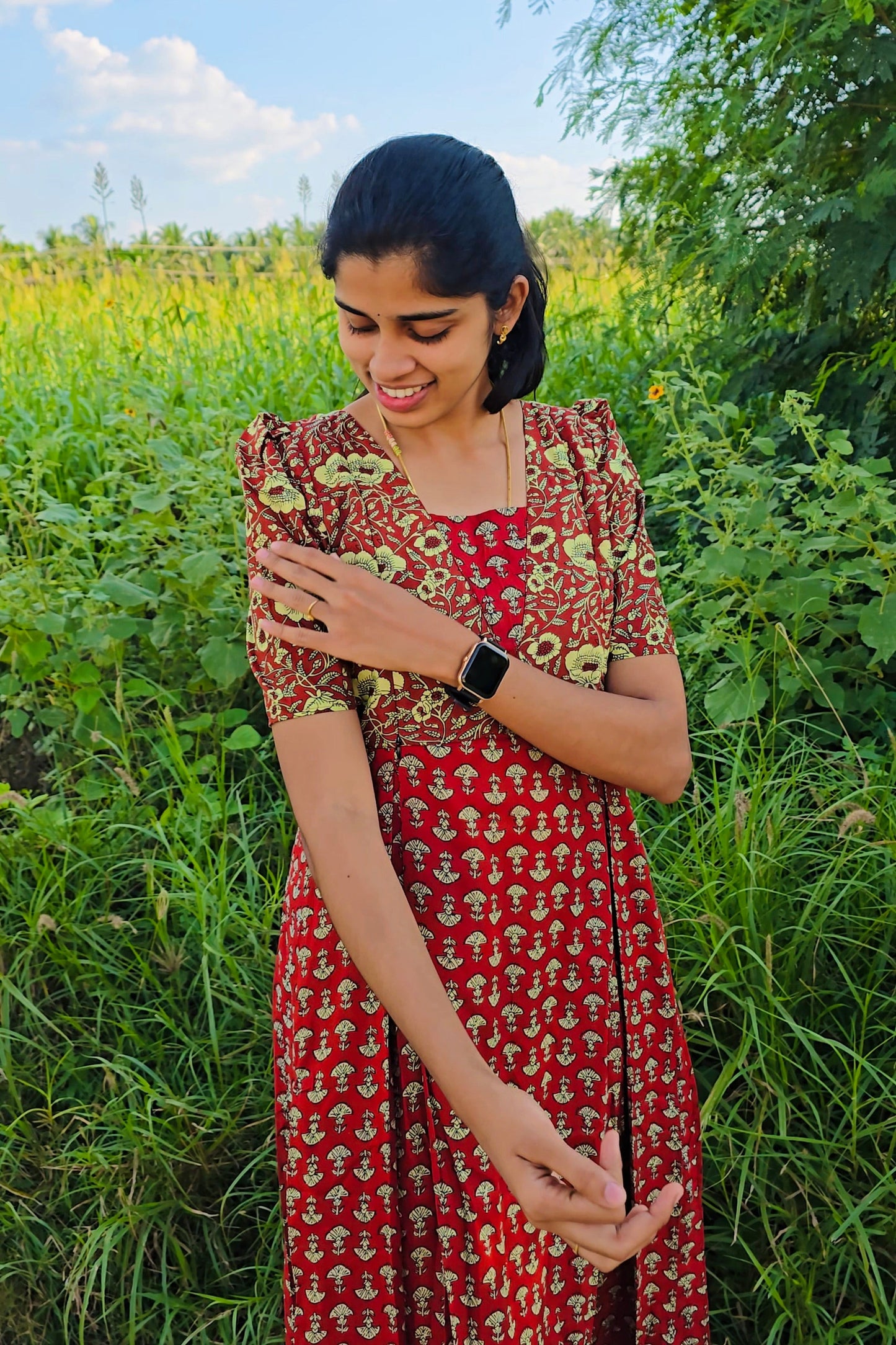 Nisha - Maroon Maxi Nighty