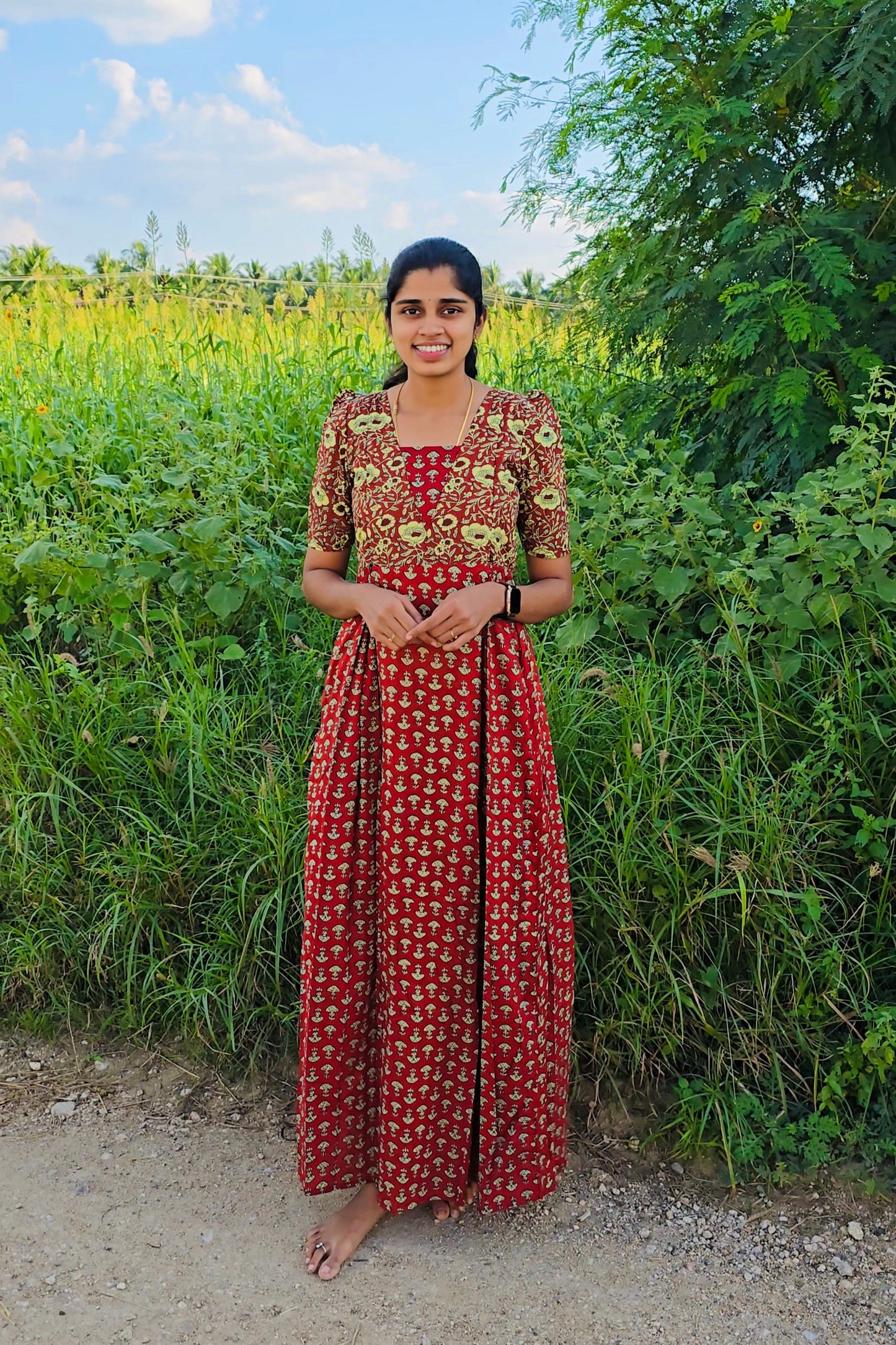 Nisha - Maroon Maxi Nighty