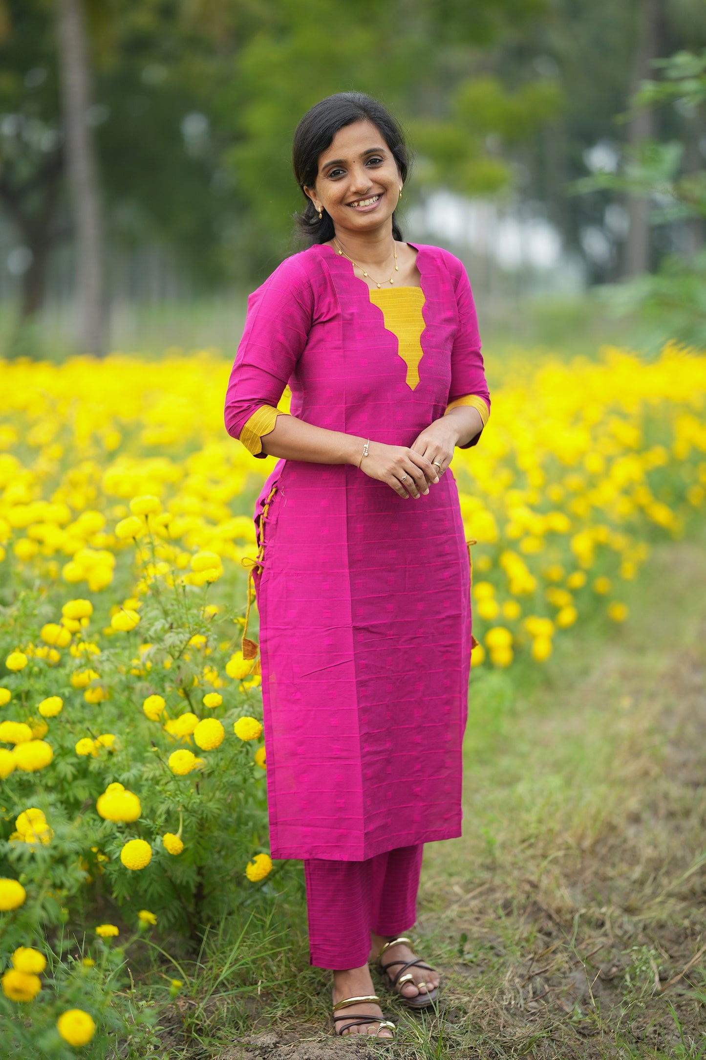 Senthamarai - Pink Raw Silk Co-ord set
