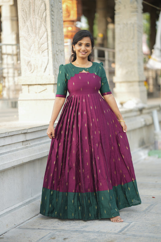 Ezhil - Mulberry Raw Silk Maxi