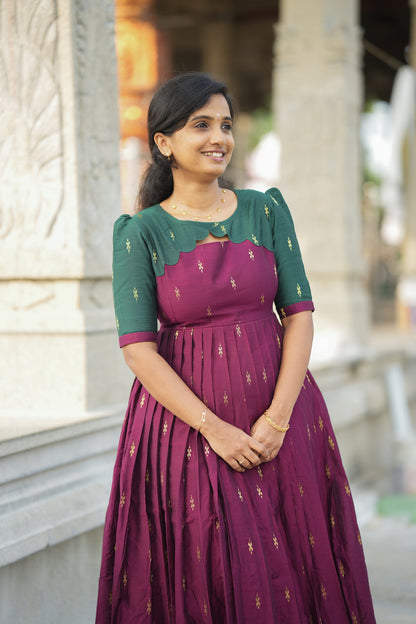 Ezhil - Mulberry Raw Silk Maxi