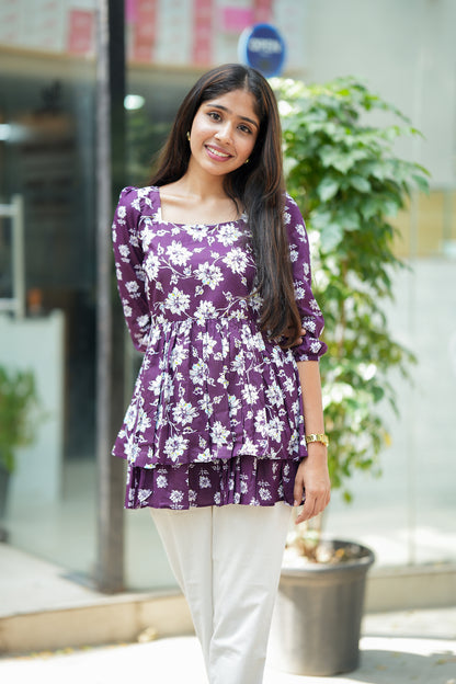 Anicham - Violet Layer Peplum Top