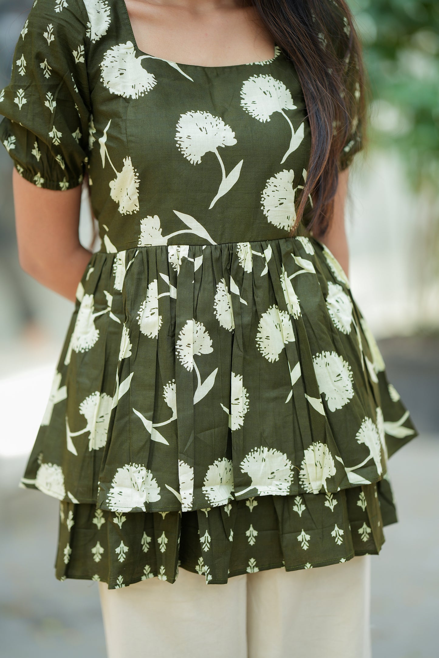 Anicham - Green Layer Peplum Top