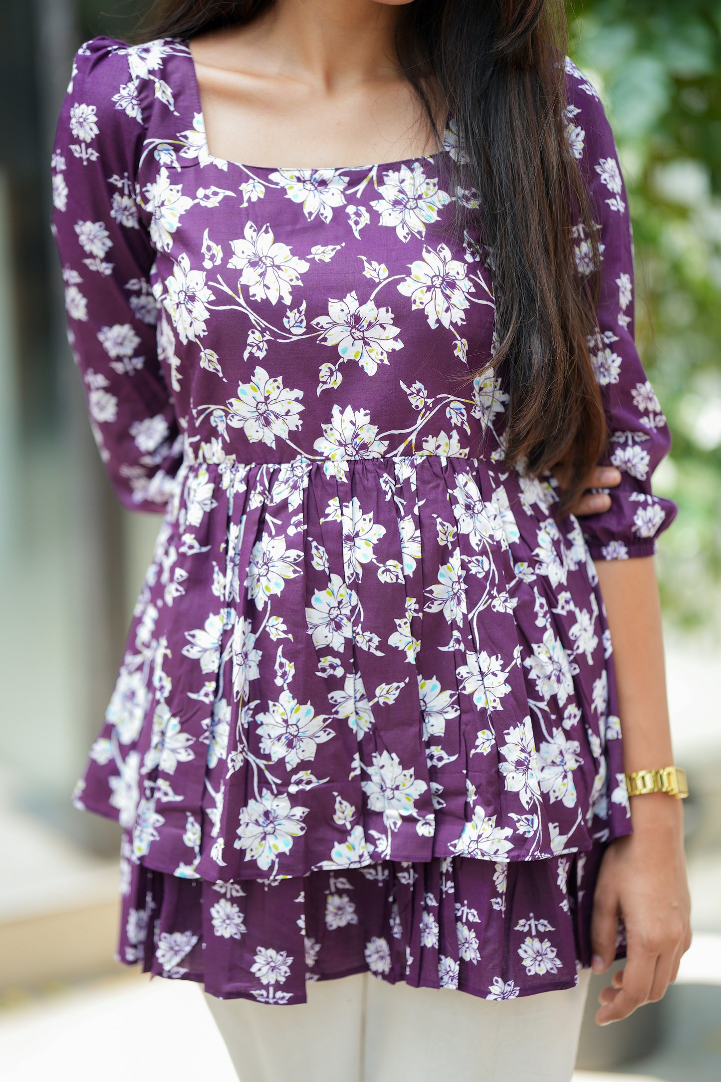 Anicham - Violet Layer Peplum Top