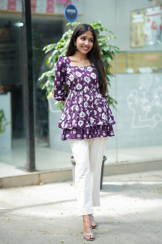 Anicham - Violet Layer Peplum Top