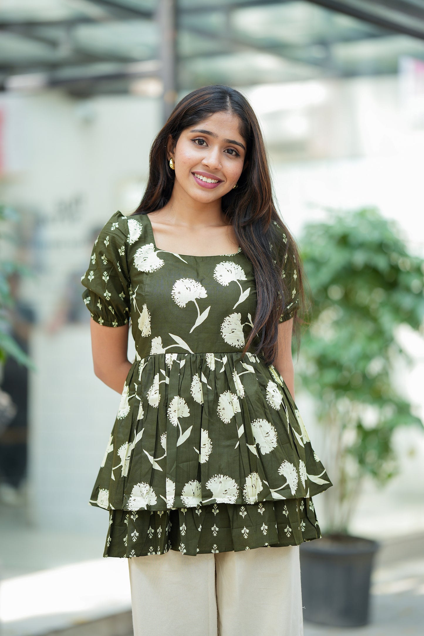 Anicham - Green Layer Peplum Top