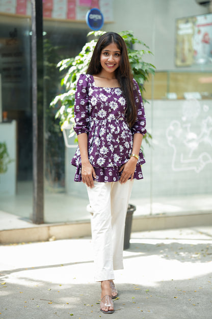 Anicham - Violet Layer Peplum Top