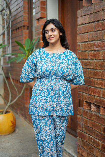 Jaanvi - Royal Blue Kaftan Night Set