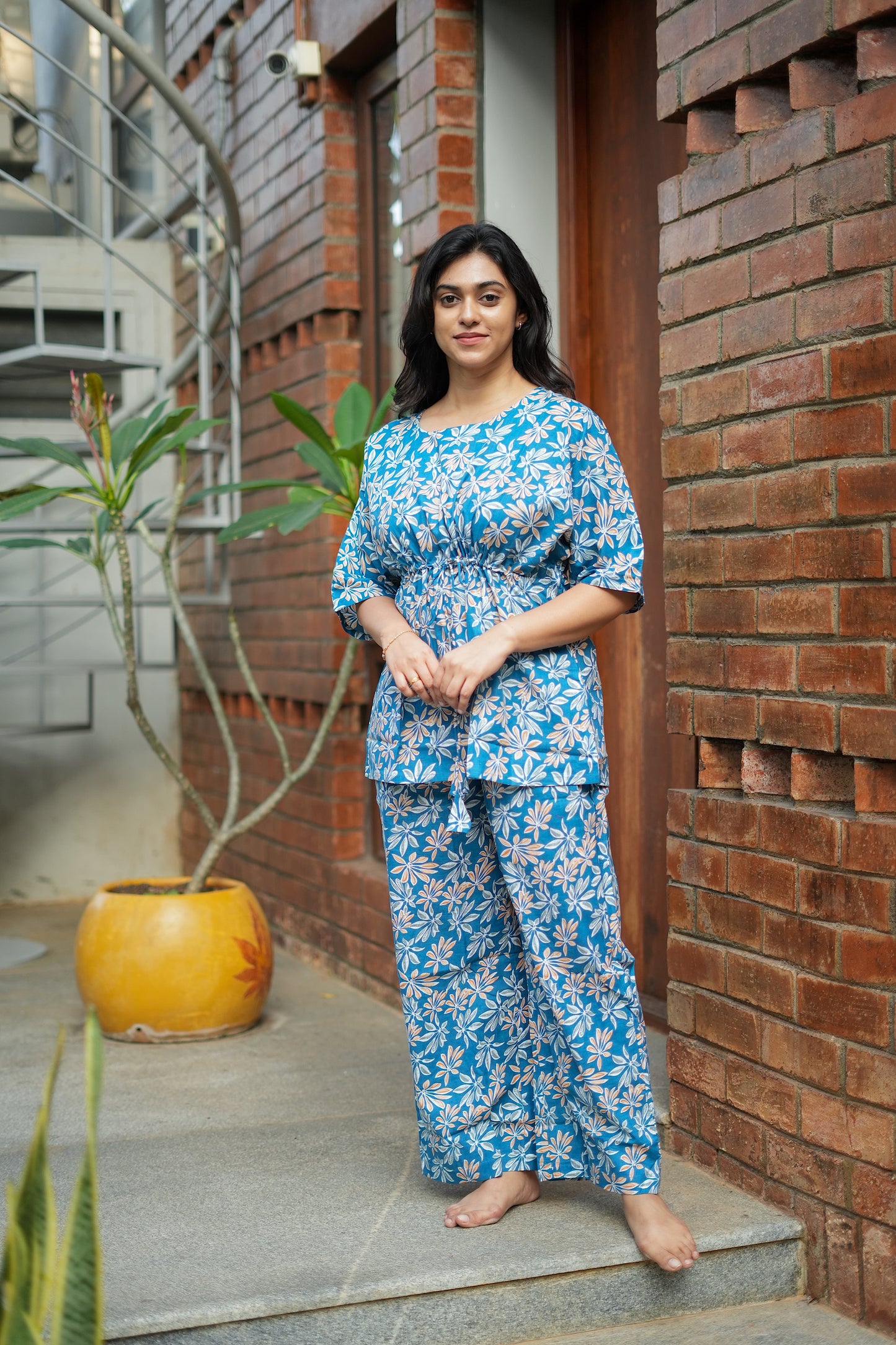 Jaanvi - Royal Blue Kaftan Night Set
