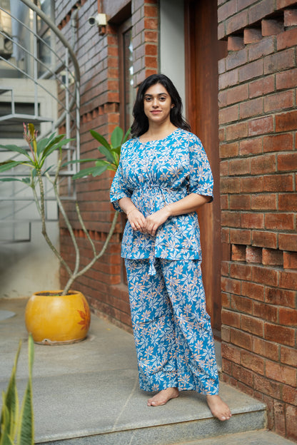 Jaanvi - Royal Blue Kaftan Night Set