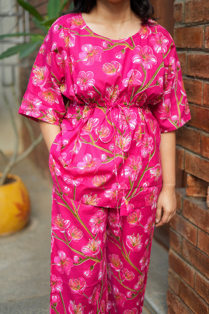 Jaanvi - Pink Kaftan Night Set