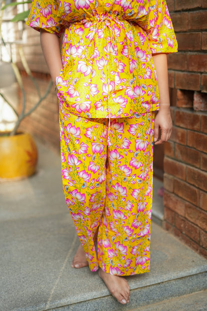 Jaanvi - Yellow Kaftan Night Set