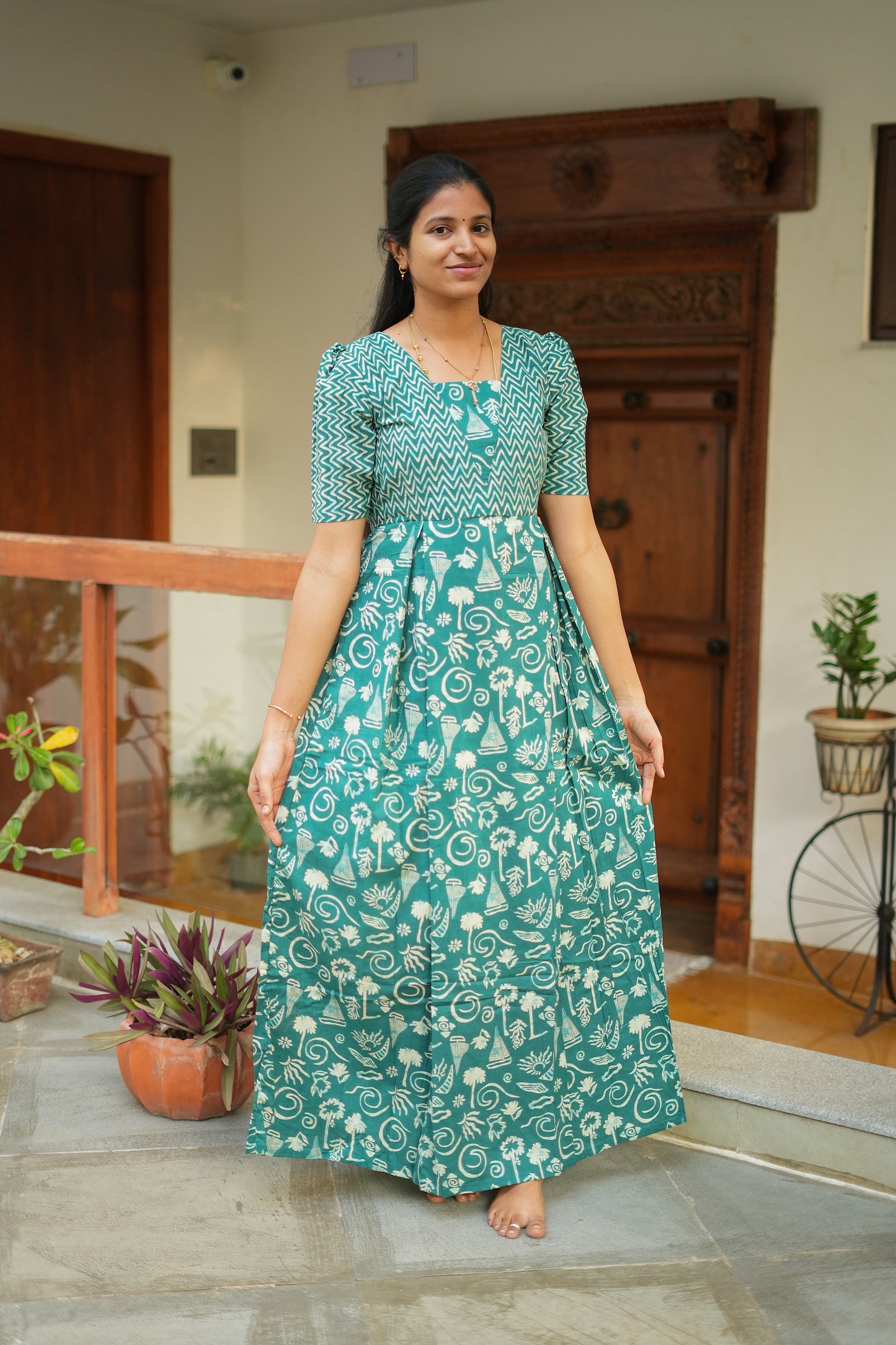Nisha - Sea Foam Green Maxi Nighty