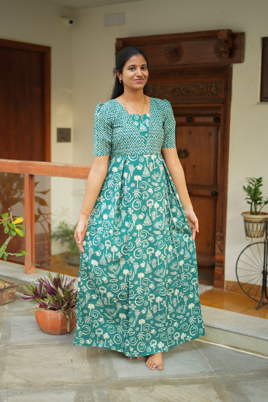 Nisha - Sea Foam Green Maxi Nighty